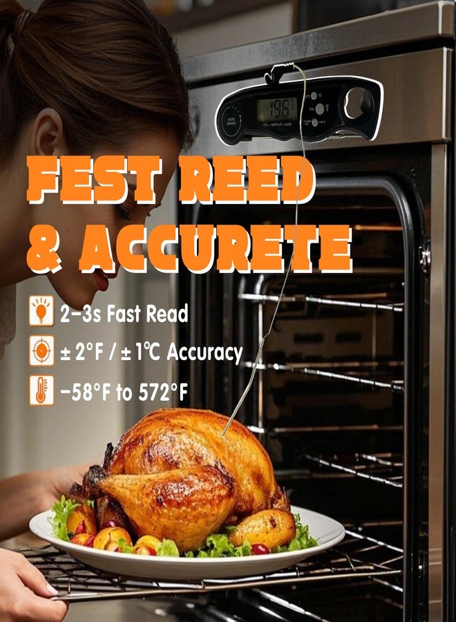 JREEPEE Meat Thermometer Digital, Instant Read Food Thermometer with Dual Probe, Backlight LCD Display,Kitchen Accessories for Outdoor Cooking, Candy Making, BBQ Grill Essentials,Calibration Function - Image 2